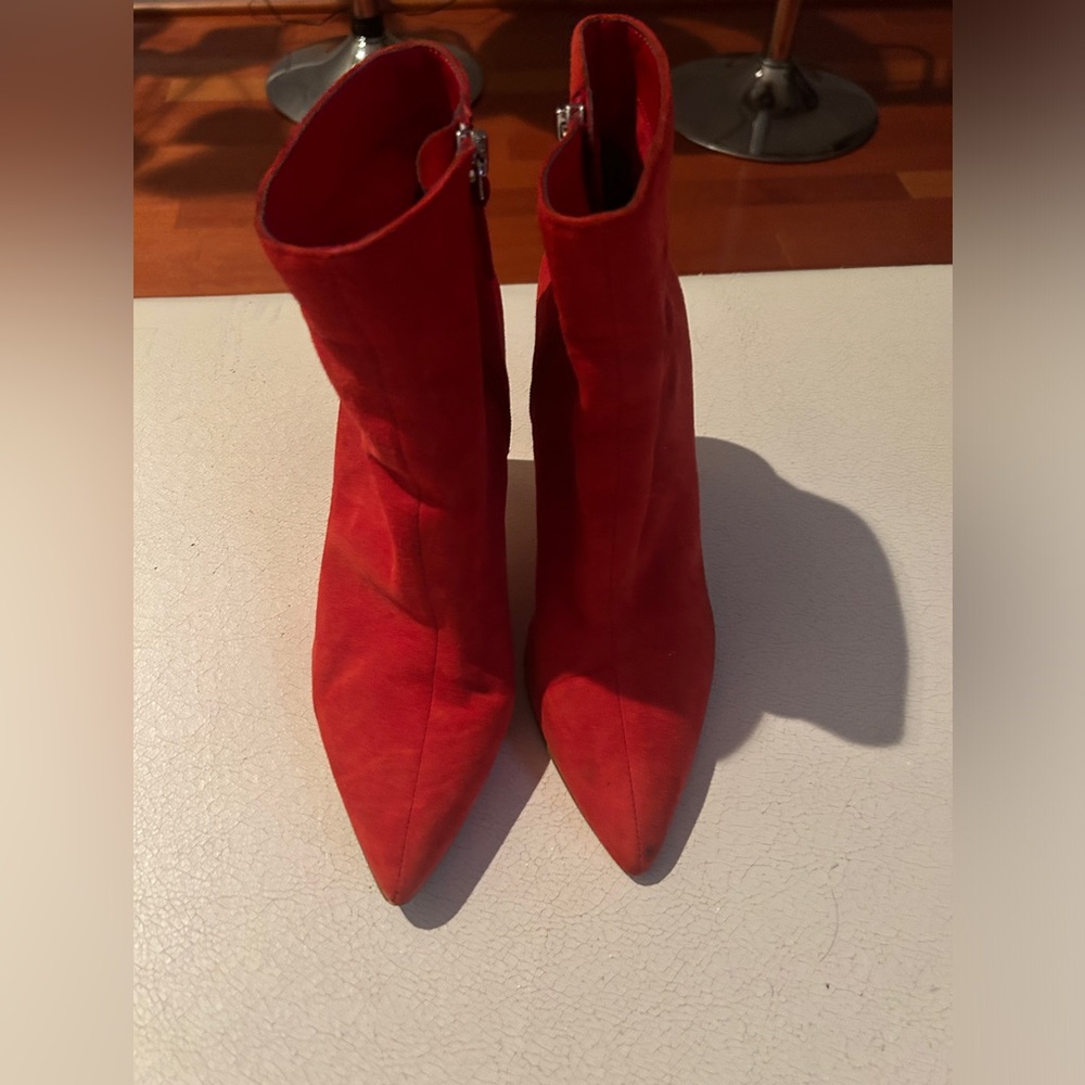 Leith red suede ankle boots